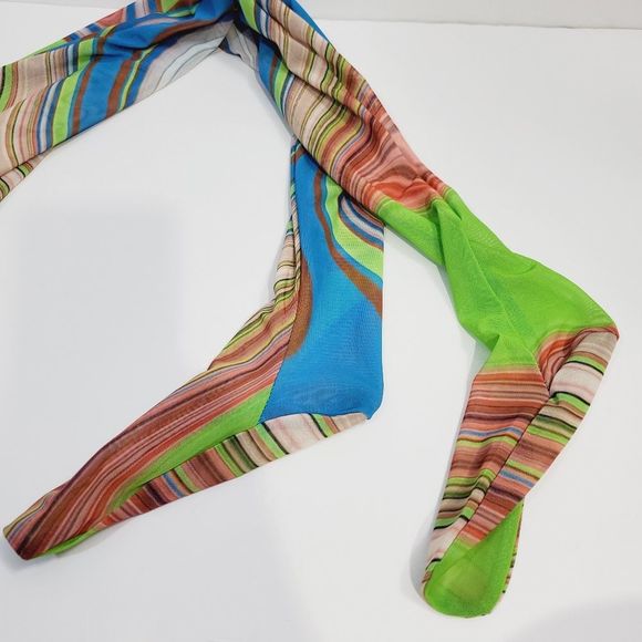 Geche Escavar mesh swirl colorfull footed leggings size  4 - Picture 10 of 12